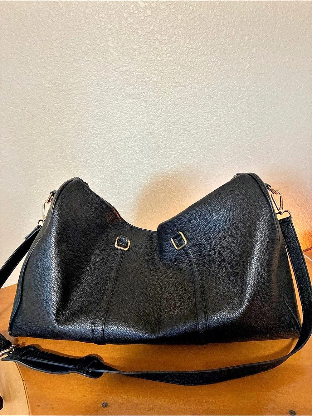 Lulus Black travel duffel Bag with Gold-Tone Hardware without handles 20*12*10